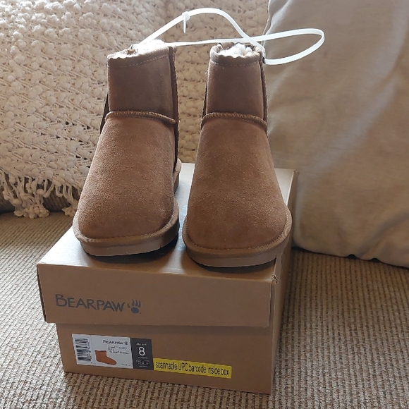BearPaw Tan Suede Ankle Boots - Picture 1 of 6
